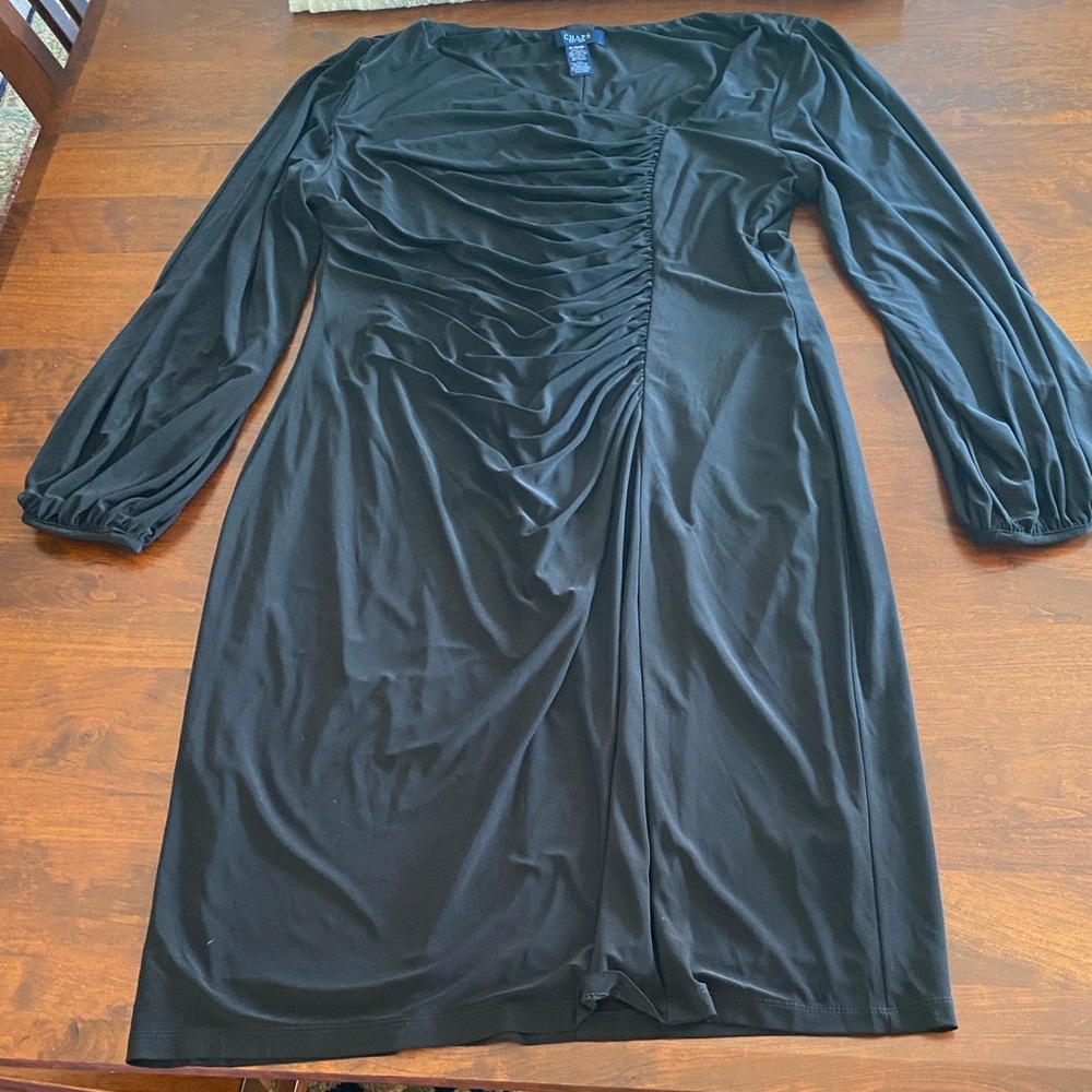 Chaps Black Long Sleeve Ruched Dress - XL - Picture 13 of 13